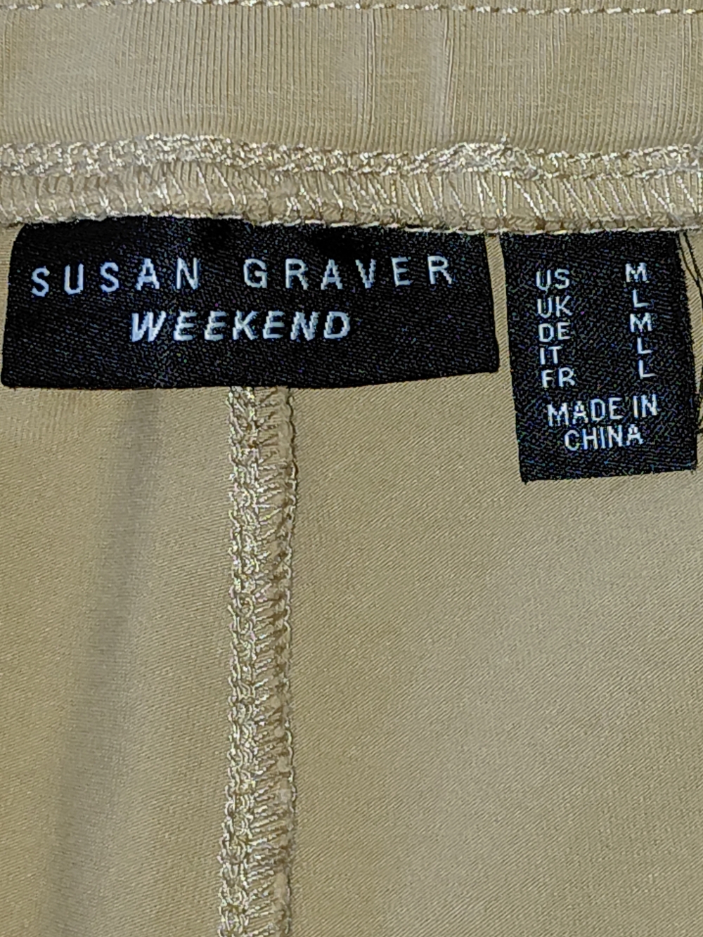 EUC Sz M Susan Graver Weekend StretchyCropped Pull-On Pants With Pockets In Tan - Picture 6 of 11